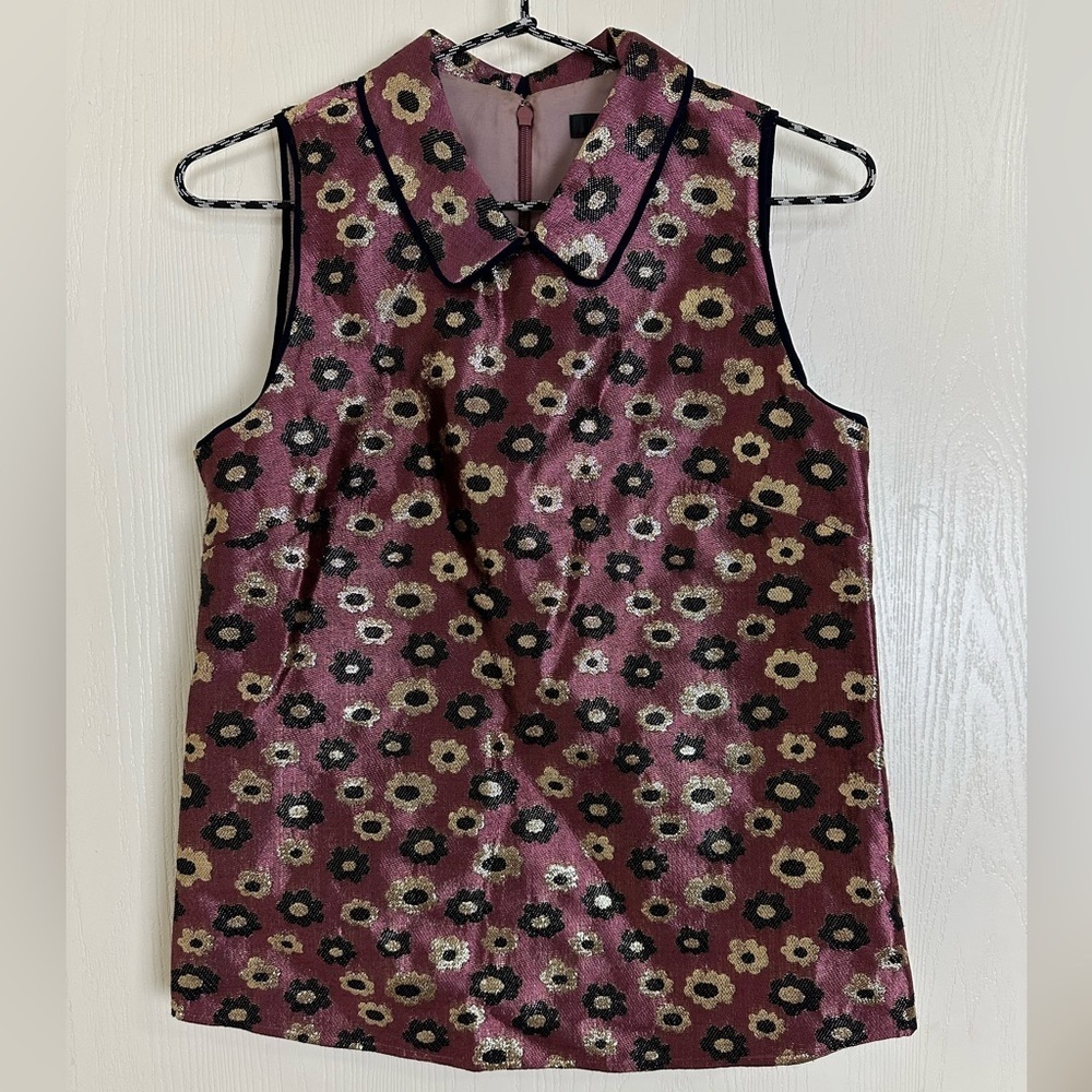 J. Crew Collection Metallic Marigold Top Sleeveless Blouse Women’s - Picture 2 of 10